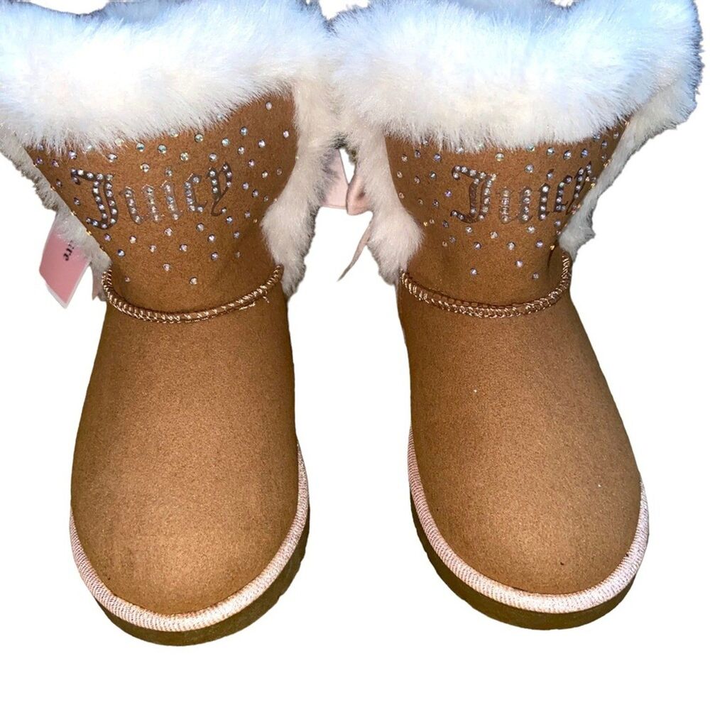 NEW Juicy Couture Toddler Girls Boots With Bling and Faux Fur Size 8 !